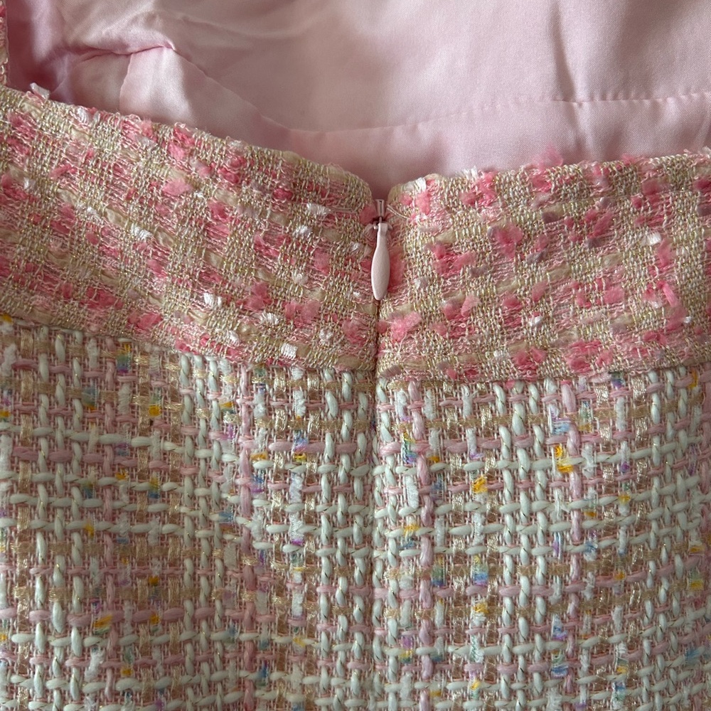 Amanda Uprichard 'Archie' Dress Size Medium Pink Tweed - Picture 6 of 8